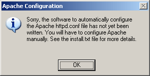 Sorry, the software to automatically configure Apache has net yet been written